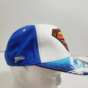 Dc Comic Men's Superman Hat Back Snap Button & Top Solid Blue/White OS